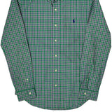 Slim Fit Ralph Lauren Checked Shirt - Small Green Cotton