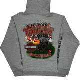 Appleton, Wi Harley Davidson Graphic Hoodie - Large Gray Cotton Blend