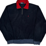 Polo By Ralph Lauren Fleece 1/4 Zip - Large Navy Cotton
