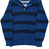 Age 10-11 Tommy Hilfiger 1/4 Zip - Medium Blue Cotton Blend