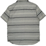Harley Davidson Striped Short Sleeve Shirt - Large Gray Cotton