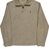 Polo By Ralph Lauren 1/4 Zip - Large Beige Cotton Blend