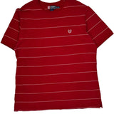 Chaps Ralph Lauren Striped T-Shirt - 2XL Red Cotton