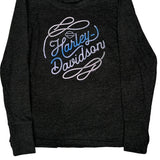 Minuteman Harley Davidson Graphic Long Sleeve T-Shirt - Medium Blue Cotton Blend