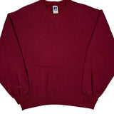 Russell Athletic Sweatshirt - Large Burgundy Cotton