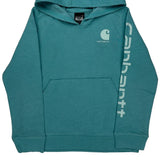 Age 10 Carhartt Spellout Hoodie - Medium Blue Cotton
