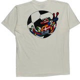 Single Stitch Soccer Peace Frogs Graphic T-Shirt - Large White Cotton
