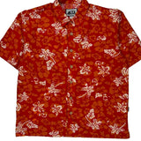 Brugi Floral Hawaiian Shirt - Large White Cotton