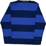 Age 14-16 Ralph Lauren Striped Rugby Shirt - Large Blue Cotton