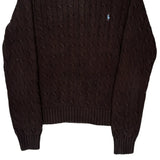 Ralph Lauren Cable Knit Sweater - Large Brown Cotton
