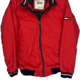 Tommy Hilfiger Denim Bomber Jacket - Large Red Polyester