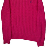 Ralph Lauren Sport Cable Knit Sweater - Large Pink Cotton
