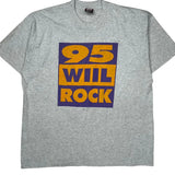 95 Wil Rock Fruit Of The Loom Single Stitch T-Shirt - XL Grey Cotton Blend