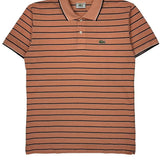 Lacoste Striped Polo Shirt - Medium Pink Cotton
