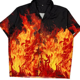 Flames Unbranded Graphic Hawaiian Shirt - XL Orange Polyester