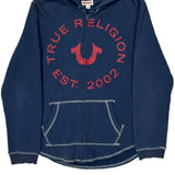 True Religion Graphic Hoodie - Large Blue Cotton