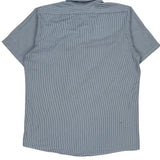Red Kap Striped Short Sleeve Shirt - Medium Blue Polyester Blend