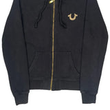 Buddha Playing Guitar Graphic True Religion Graphic Full Zip Hoodie - Medium Black Cotton