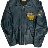 70S University Of Waterloo Engineering Unbranded College Leather Jacket - Medium Black Leather