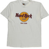 Single Stitch New York Hard Rock Cafe Graphic T-Shirt - Large White Cotton