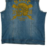 Milwaukee Metal Harley Davidson Graphic Denim Vest - Large Blue Denim