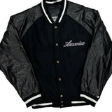 American Flag Steve & Barry Graphic Varsity Jacket - Medium Gray Leather