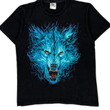 Wolf Design Thrift Shop Graphic T-Shirt - Large Black Cotton