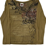 Harley Davidson Graphic Long Sleeve T-Shirt - Medium Brown Cotton