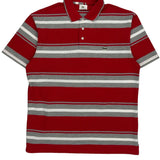 Lacoste Striped Polo Shirt - XL White Cotton