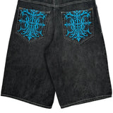 Southpole Graphic Denim Shorts - 33W 12L Black Denim