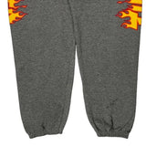 Flame Design Thrasher Graphic Joggers - Medium Gray Polyester Blend