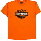 Gasoline Alley Harley Davidson Graphic T-Shirt - Large Orange Cotton