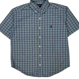 Age 8-10 Ralph Lauren Checked Short Sleeve Shirt - Small Blue Cotton