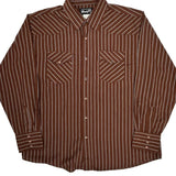 Wrangler Striped Shirt - XL Brown Cotton Blend