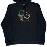 Milwaukee Bucks Harley Davidson Graphic Hoodie - 2XL Black Cotton