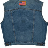 American Flag Patch Levis Denim Vest - Large Blue Denim
