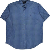 Ralph Lauren Checked Short Sleeve Shirt - XL Blue Cotton