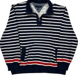 Tommy Hilfiger Striped 1/4 Zip - XL Navy Cotton