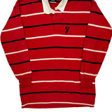 Noone Striped Rugby Shirt - Large Red Cotton