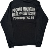 Pocono Mountain Harley Davidson Graphic Long Sleeve T-Shirt - Medium Grey Cotton