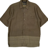 Nautica Short Sleeve Shirt - Small Brown Linen Blend