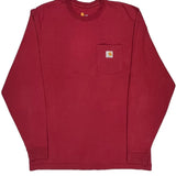 Carhartt Tall Long Sleeve T-Shirt - Large Red Cotton