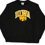 Iowa Champion College Sweatshirt - Large Black Cotton