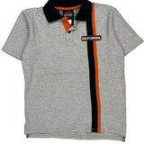 Age 12-14 Harley Davidson Striped Polo Shirt - Large Gray Cotton