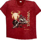 Single Stitch South Dakota Anvil Graphic T-Shirt - Large Red Cotton