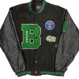 Letter B Patch Boohoo Varsity Jacket - Large Green Polyester
