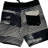 Oakley Striped Sport Shorts - 30W 9L Gray Polyester