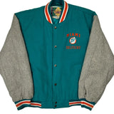 Miami Dolphins Logo Athletics Football Varsity Jacket - Large Gray Wool Blend