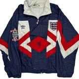 1990-92 England Umbro Football Windbreaker - Medium Blue Polyester