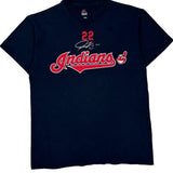 Indians Majestic Mlb T-Shirt - Medium Navy Cotton